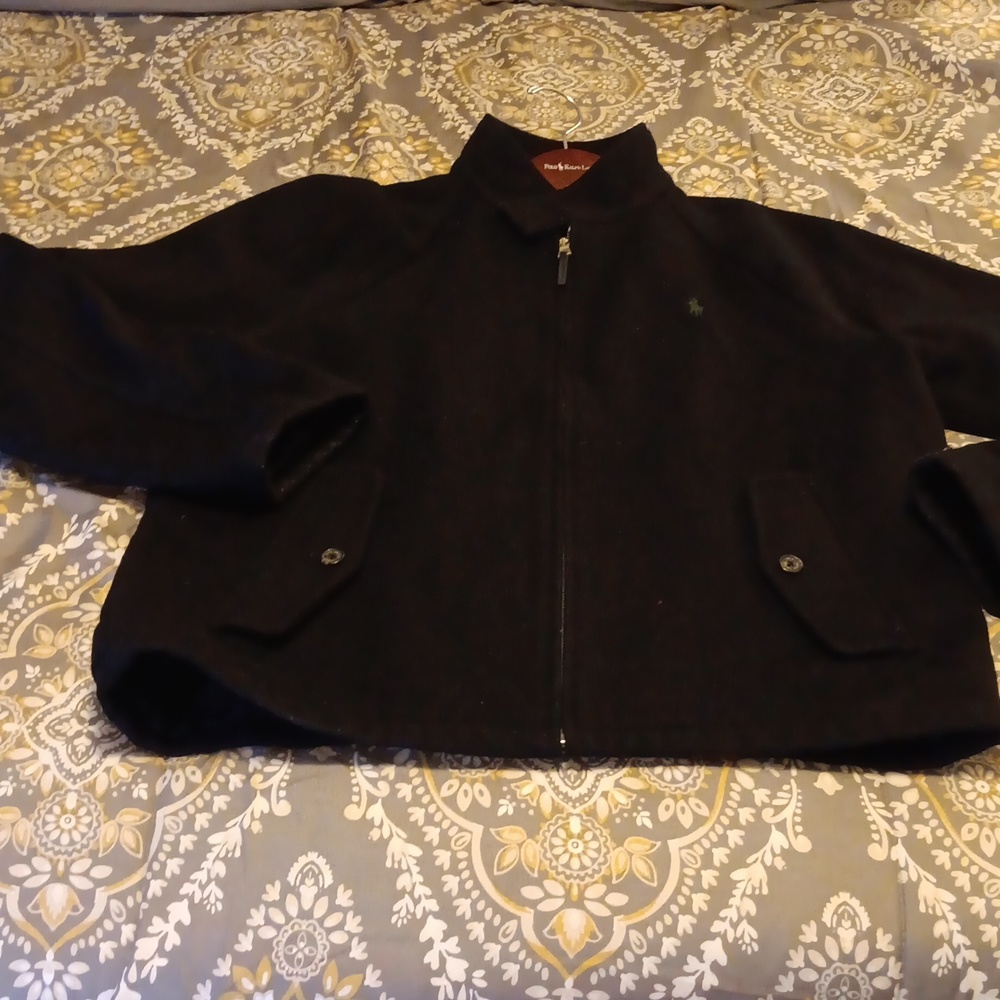 Vintage Black Wool Polo by Ralph Lauren Jacket Size Large fits like a Medium.